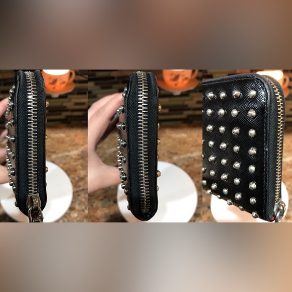 PRADA Vernice Studded Saffiano Leather Zip Around Wallet π€©π₯ - Picture 14 of 17